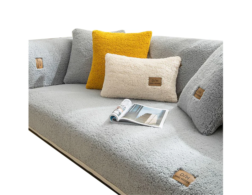 Autumn Winter Thick Sofa Couch Cover Living Room Pad Cushion Mat Household Decor-Light Grey