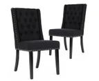 Set of 2 Wingback Dining Chairs (Black Fabric / Black Legs)