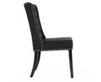 Set of 2 Wingback Dining Chairs (Black Fabric / Black Legs)