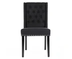 Set of 2 Wingback Dining Chairs (Black Fabric / Black Legs)