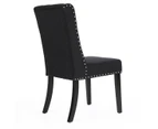 Set of 2 Wingback Dining Chairs (Black Fabric / Black Legs)