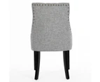 Set of 2 Scoop Back Dining Chairs (Grey Fabric / Black Legs)
