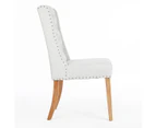 Set of 2 Wingback Dining Chairs (Beige Fabric / Natural Legs)