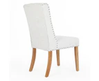 Set of 2 Wingback Dining Chairs (Beige Fabric / Natural Legs)