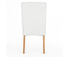 Set of 2 Wingback Dining Chairs (Beige Fabric / Natural Legs)