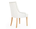 Set of 2 Scoop Back Dining Chairs (Beige Fabric / Natural Legs)