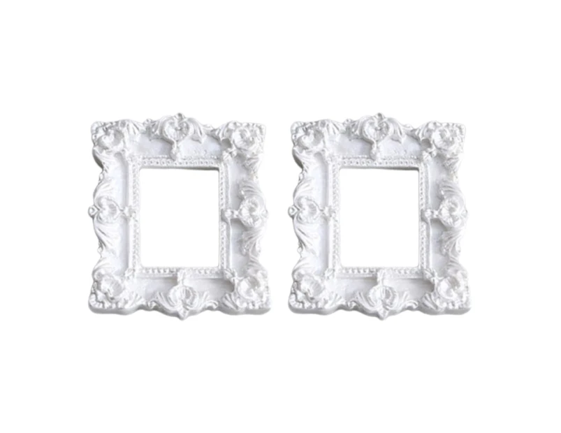 2Pcs Photo Frames  Anti-deformed Vintage Resin European Style Mini Picture Frame Background Decoration for Gift