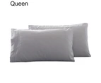 2Pcs King Queen Stylish Solid Color Bed Pillow Case Cushion Cover Bedroom Decor Queen Dark Gray