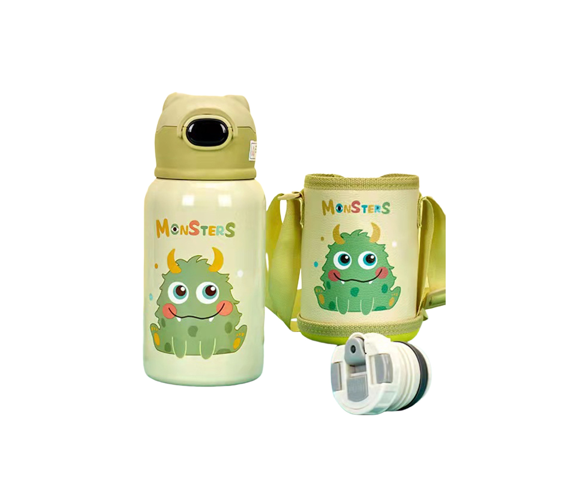 500ml Kids Thermos Mug With Straw Stainless Steel Dinosaur Vacuum