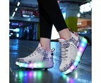 Roller Skate Sneaker Wheeled rechargeable LED Flash Light Sneakers Roller Skate Shoes For Kids With Double Wheel White