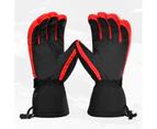 1 Pair Ski Touch Screen Warm Snowboard Gloves Waterproof Thermal Snow Mittens-Black Red