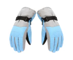 1 Pair Adjustable Snowboard Gloves Comfortable to Wear Unisex Kids Waterproof Breathable Snowboard Gloves for Children-Cyan