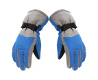 1 Pair Adjustable Snowboard Gloves Comfortable to Wear Unisex Kids Waterproof Breathable Snowboard Gloves for Children-Blue