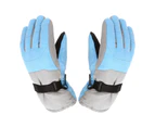 1 Pair Adjustable Snowboard Gloves Comfortable to Wear Unisex Kids Waterproof Breathable Snowboard Gloves for Children-Cyan