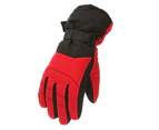 1 Pair Adjustable Snowboard Gloves Comfortable to Wear Unisex Kids Waterproof Breathable Snowboard Gloves for Children-Red
