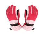 1 Pair Adjustable Snowboard Gloves Comfortable to Wear Unisex Kids Waterproof Breathable Snowboard Gloves for Children-Pink