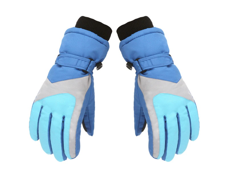 1 Pair Kids Ski Gloves Elastic Wrist Comfortable Wearing Stretch Children Warm Waterproof Outdoor Sports Gloves for Skiing Snowboarding Hiking Cycling-Blue