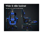 ALFORDSON Gaming Office Chair Massage Racing Computer Seat Footrest Leather Blue