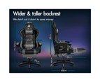 ALFORDSON Gaming Office Chair Massage Racing Computer Seat Footrest Leather Grey