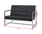 2-Seater Sofa with Armrests Artificial Leather and Steel Black