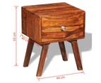 Nightstand 2 pcs with 1 Drawer 55 cm Solid Sheesham Wood Bedside Table