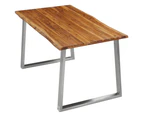 vidaXL Dining Table 140x80x75 cm Solid Acacia Wood and Stainless Steel