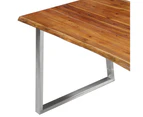 vidaXL Dining Table 140x80x75 cm Solid Acacia Wood and Stainless Steel