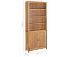 Bookcase with 2 Doors 90x30x200 cm Solid Oak Wood
