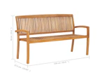 vidaXL Stacking Garden Bench with Cushion 159 cm Solid Teak Wood