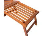 Outdoor Deck Chair with Footrest and Cushion Solid Acacia Wood