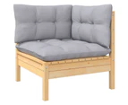 11 Piece Garden Lounge Set with Grey Cushions Solid Pinewood