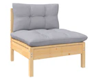 11 Piece Garden Lounge Set with Grey Cushions Solid Pinewood