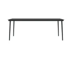 Garden Dining Table Black 200x100x74 cm Steel and Glass