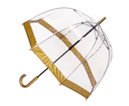Clifton Womens Walking 87cm Clear Dome/Birdcage Windproof Umbrella Gold Border