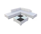vidaXL 6 Piece Garden Lounge Set with Cushions Poly Rattan White