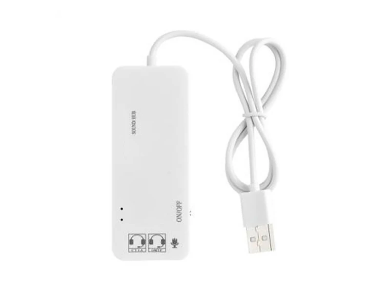 7.1 Channel 3 USB Ports External Sound Card Hub Audio Mic Adapter for PC Laptop - White
