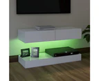 TV Cabinet with LED Lights White 90x35 cm STORAGE