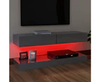 TV Cabinet with LED Lights High Gloss Grey 120x35 cm STORAGE