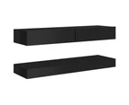 TV Cabinet with LED Lights High Gloss Black 120x35 cm STORAGE