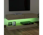 TV Cabinet with LED Lights Sonoma Oak 120x35 cm STORAGE