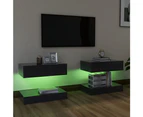 TV Cabinets with LED Lights 2 pcs Grey 60x35 cm STORAGE