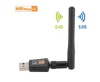 Wireless Network Card Anti interference Stable Signal 2dB Antenna 600M 802.11ac 2.4G/5.8G Dual Band USB WiFi Adapter for Windows Vista/XP/2000/7/8/10