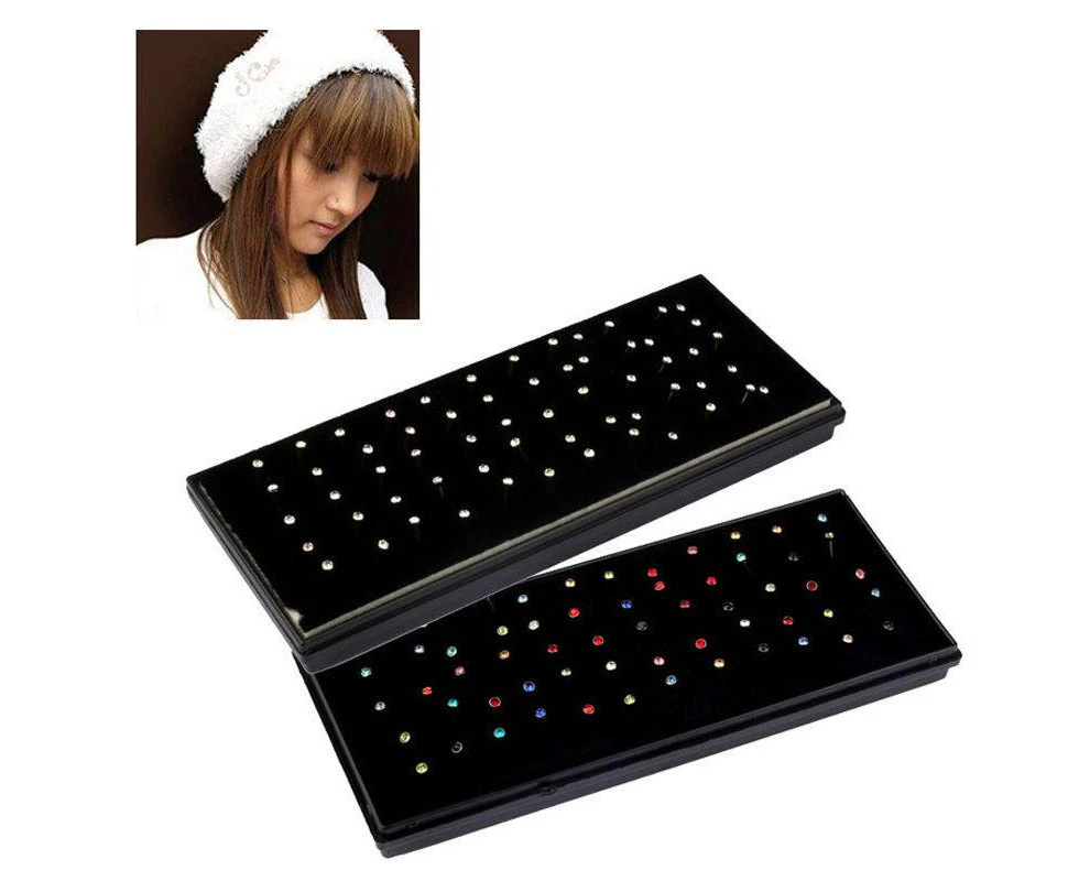 Piercing 60pcs Surgical Steel Small Crystal Nose Stud Tragus Stud Pinball Body Jewellery