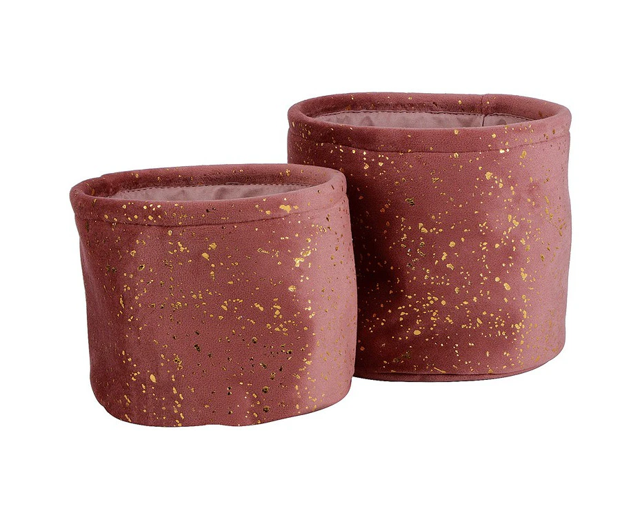 H&g velvet storage basket round, set of 2