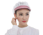 Unisex Breathable Lightweight Elastic Mesh Cap Working Catering Cooking Chef Hat - Pink plaid Full Mesh Covering
