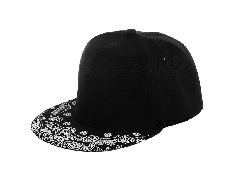 Unisex Hiphop Paisley Print Flat Curved Brim Adjustable Baseball Cap Snapback Hat - Flat Brim