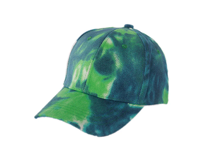 Unisex Stylish Tie Dye Anti UV Adjustable Outdoor Sports Hat Cotton Baseball Cap - Cyan Green
