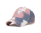 Unisex Stylish Tie Dye Anti UV Adjustable Outdoor Sports Hat Cotton Baseball Cap - Dark Pink