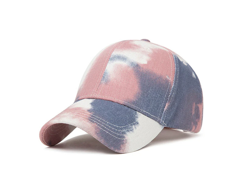 Unisex Stylish Tie Dye Anti UV Adjustable Outdoor Sports Hat Cotton Baseball Cap - Dark Pink