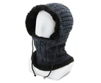 Unisex Winter Warm Collar Knitted Hat Windproof Ear Protection Dual-use Cap - Grey
